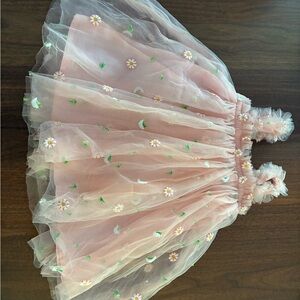 Pink Floral Tulle Dress
